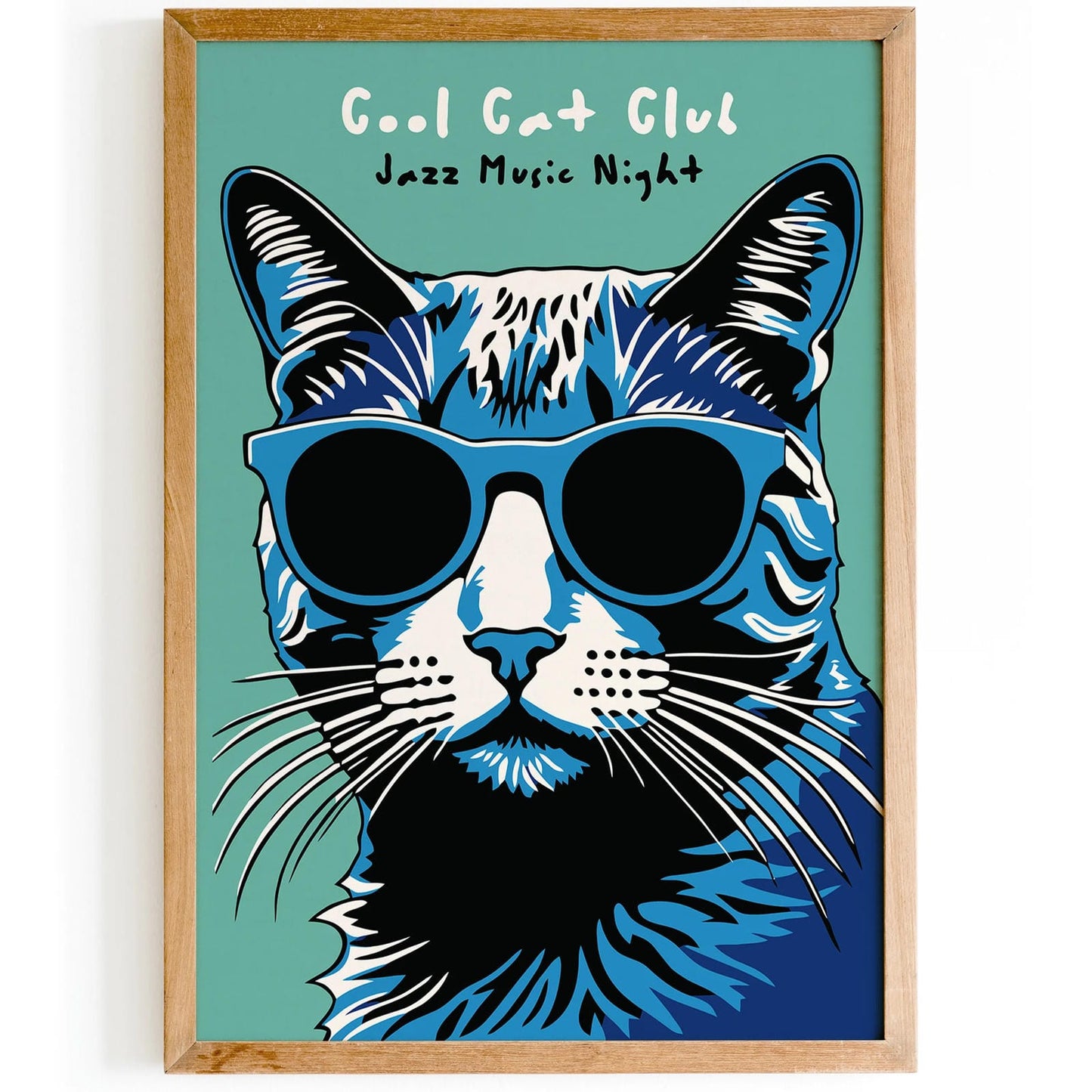 Cool Cat Jazz Club Blue Music Print