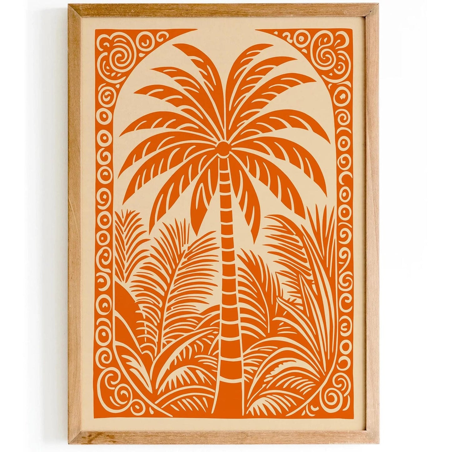 Orange Palm Tree Print – Tropical Wall Art Decor