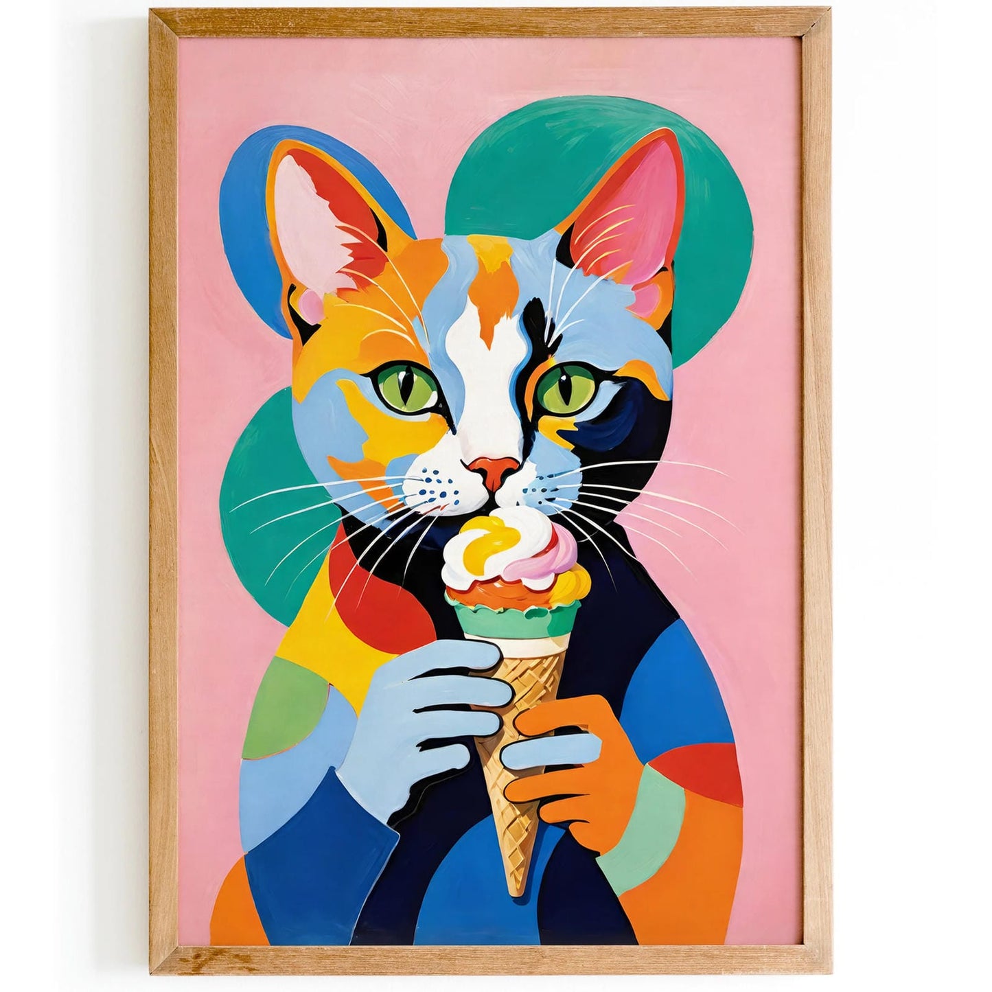 Cat Eating Ice Cream Poster