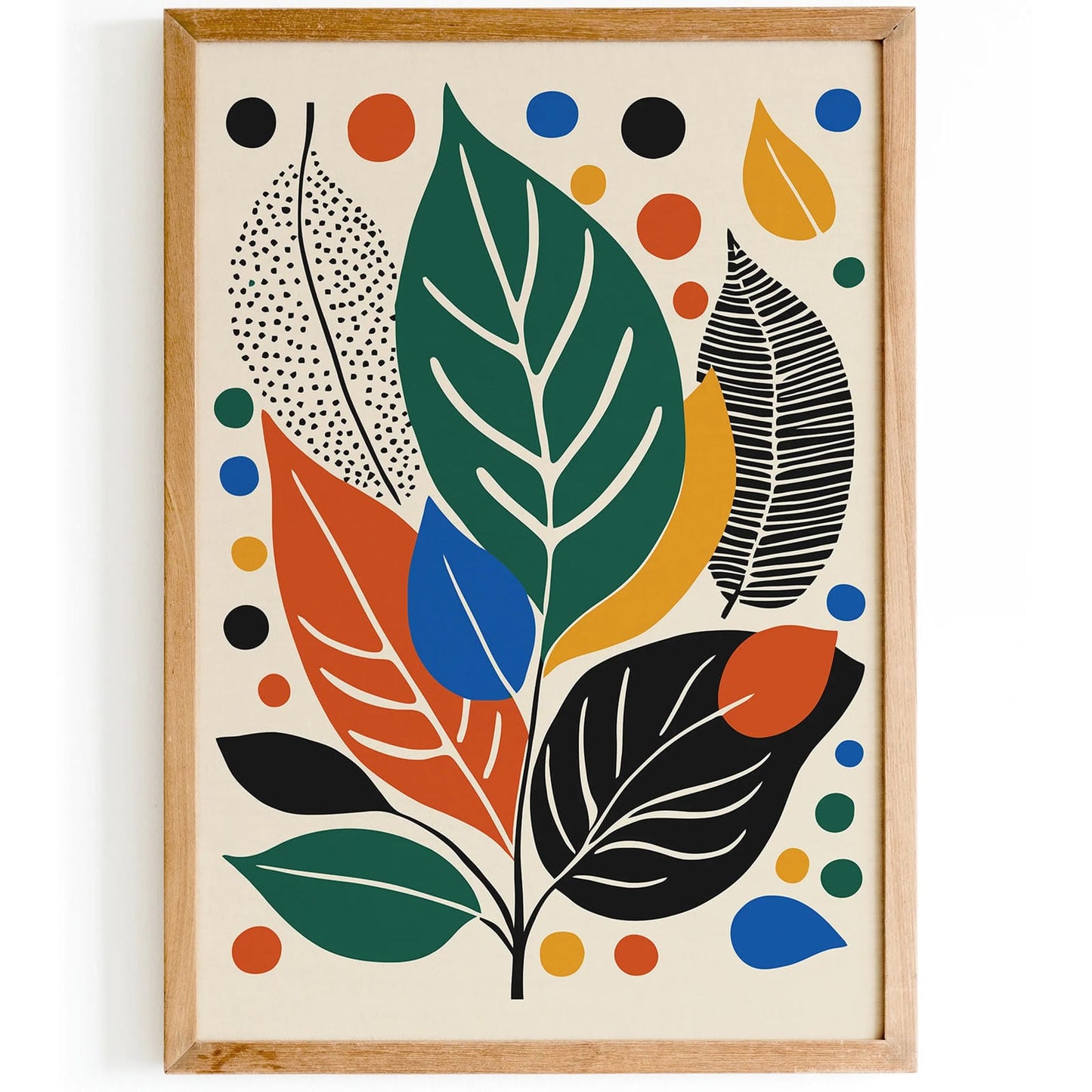 Colorful Retro Leaves Art Print 2025