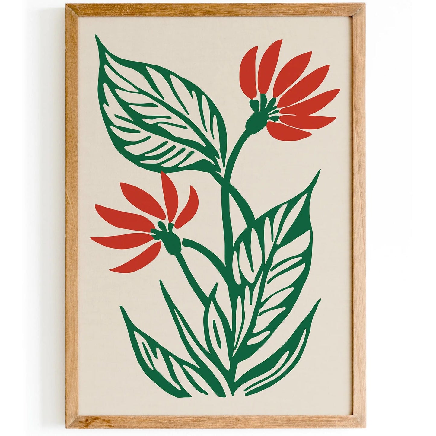 Retro Linocout Flowers Print