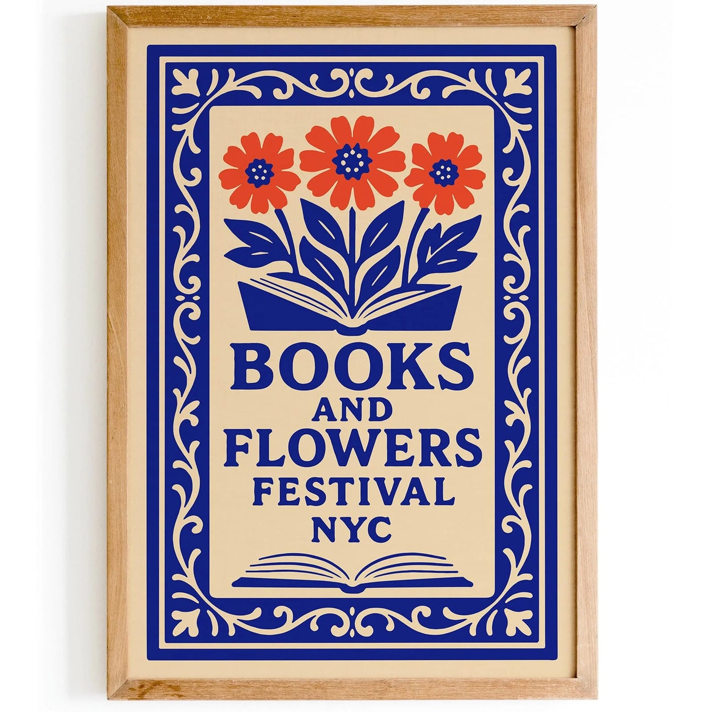 Book & Flowers Festival NYC Poster - Literary Wall Art