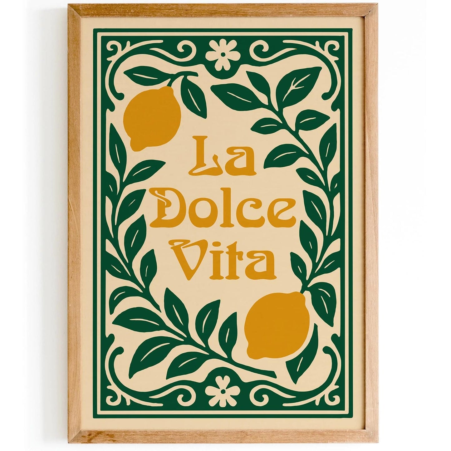 La Dolce Vita Quote Print - Yellow Lemons Wall Art