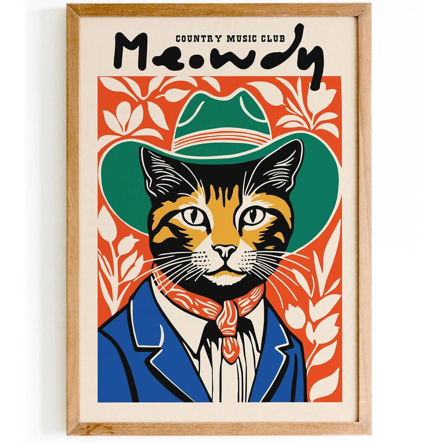 Meowdy Cowboy Cat Country Music Wall Art Poster