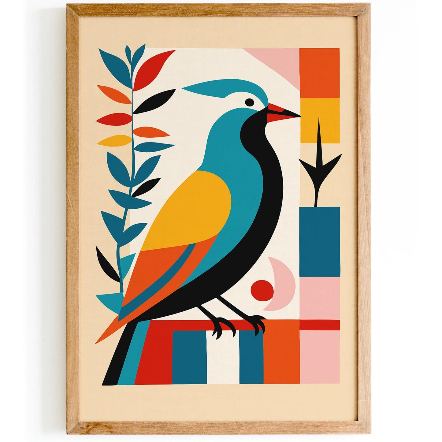 Colorful Bird Print – Mid-Century Modern Wall Art