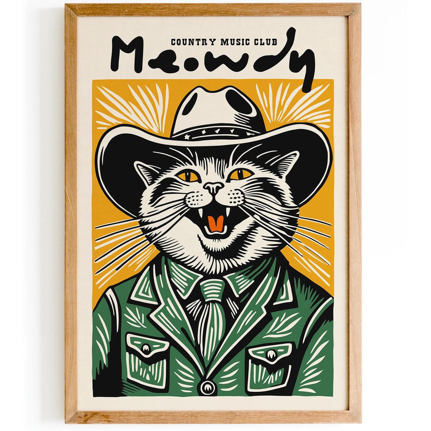 Funny Cat Meowdy Country Poster