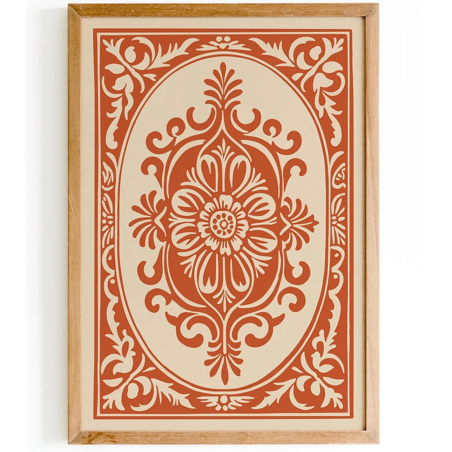 Burnt Orange Rococo Floral Ornaments Poster