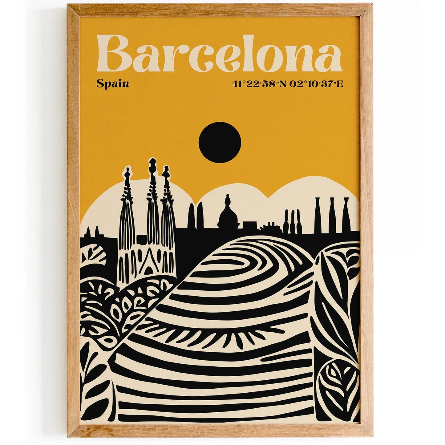 Barcelona Spain Mustard Yellow Poster