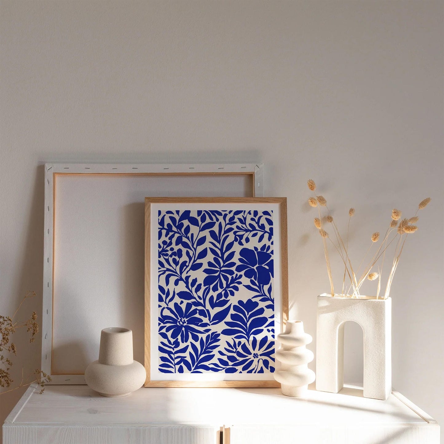 Blue Cut Outs Floral Print - Bathroom Wall Decor