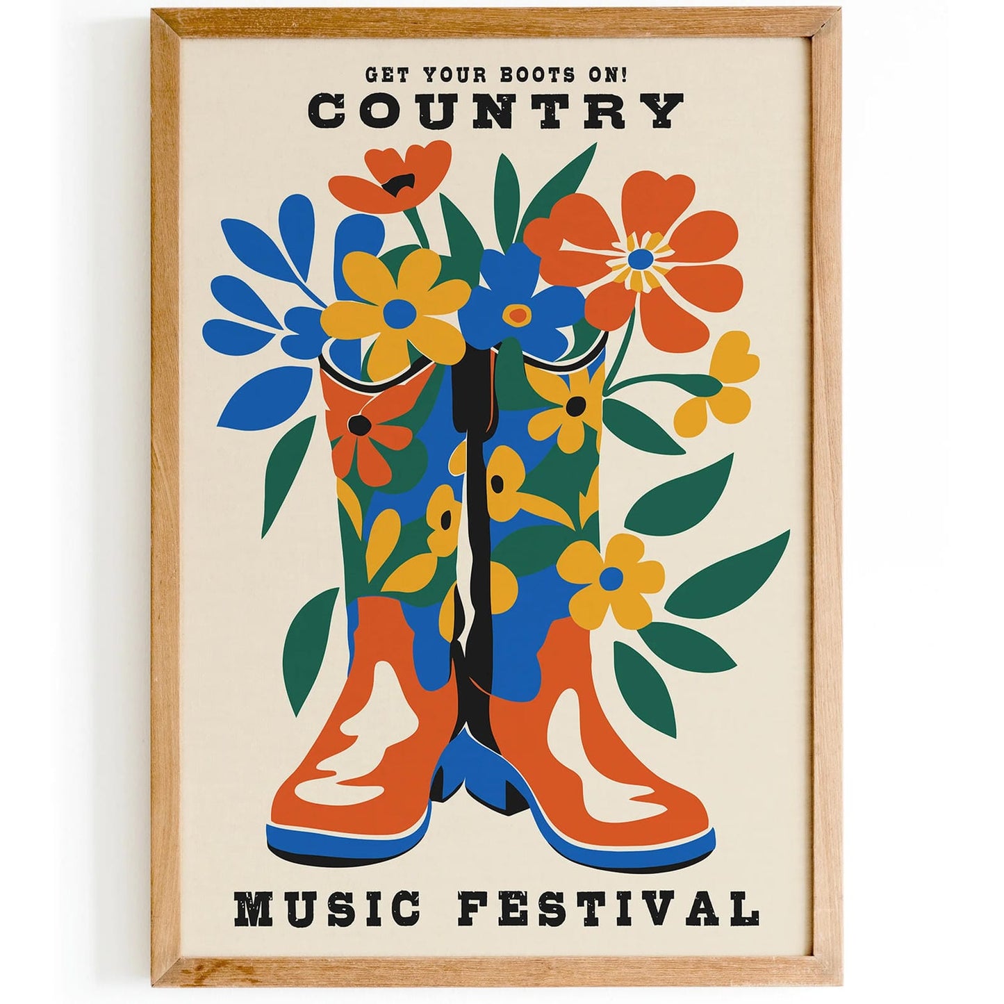 Country Boots and Flowers Poster