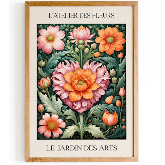 Le Jardin Botanical Heart Poster William Morris Style