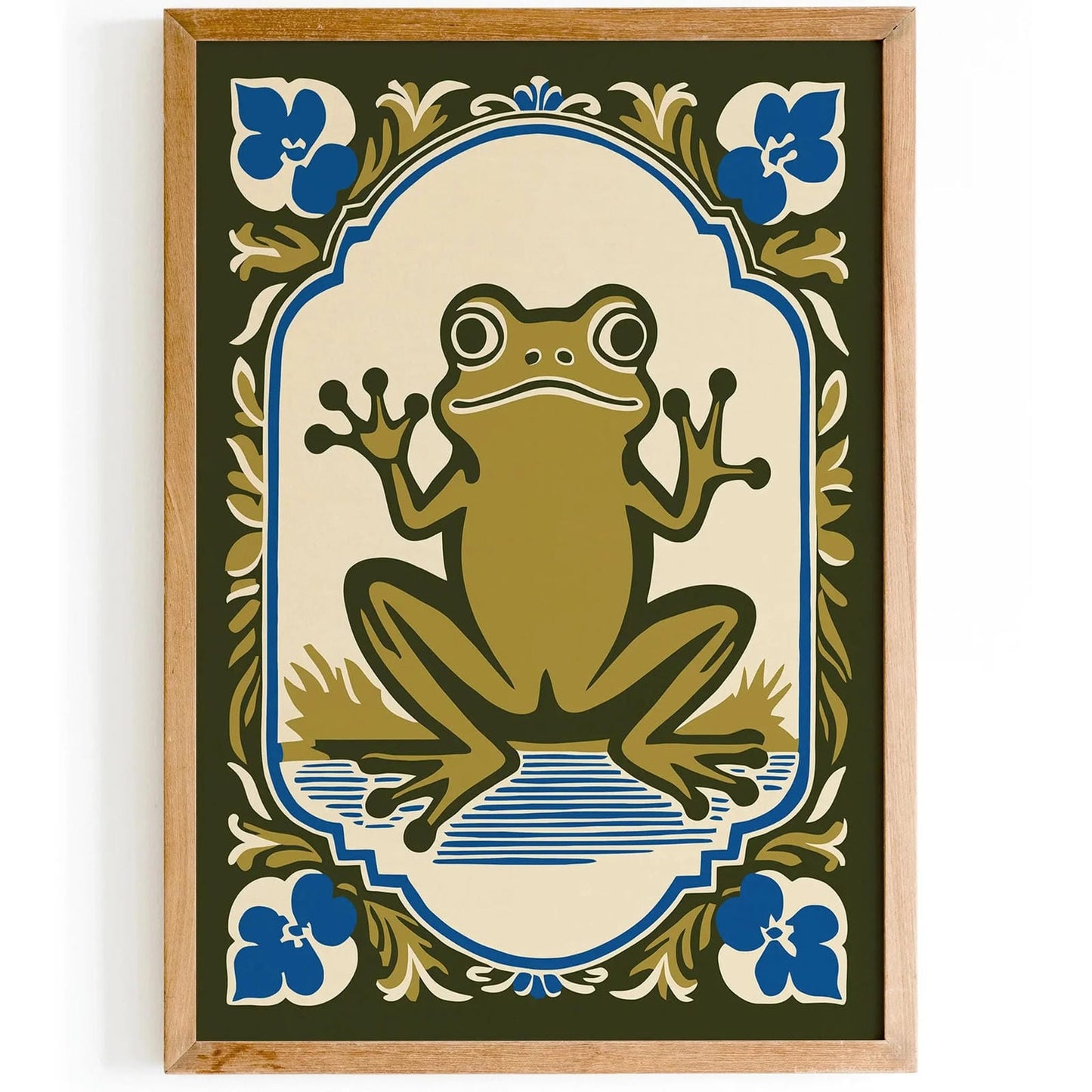 Green Cute Frog Nature Wall Art