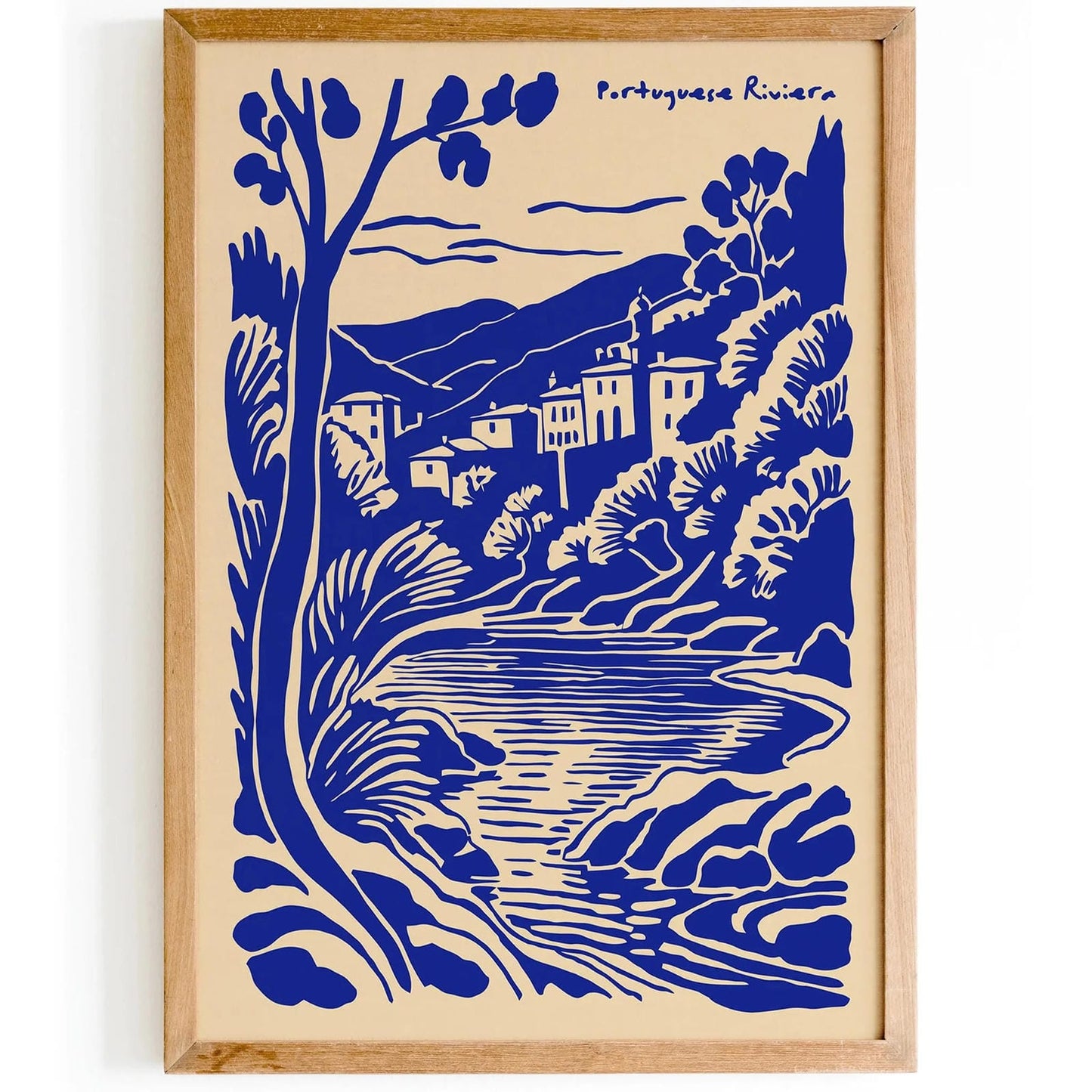 Portuguese Riviera Poster – Blue Coastal Wall Art Print