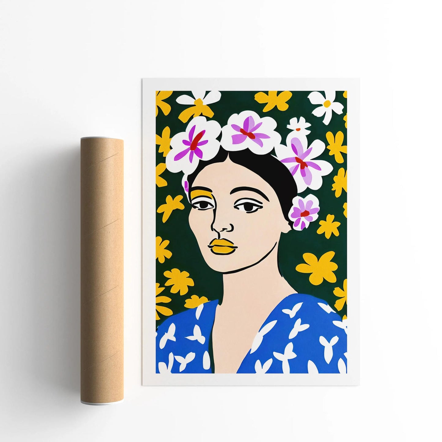 Floral Woman Portrait Poster