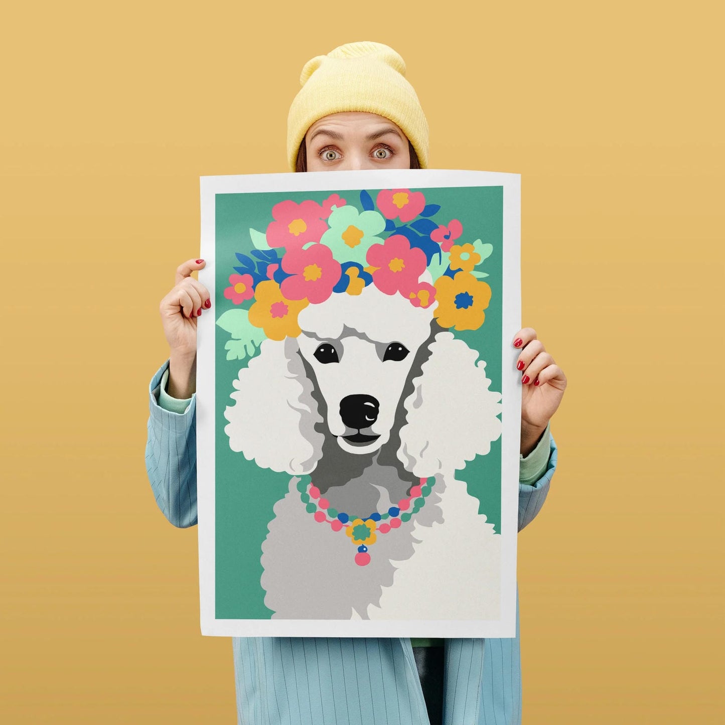 White Poodle Dog Nursery Room Wall Art