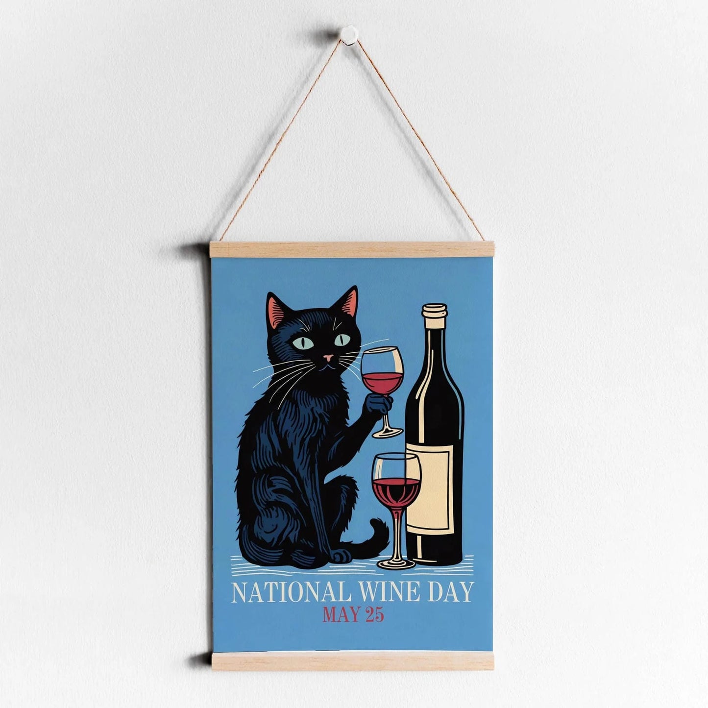 National Wine Day Cat Poster