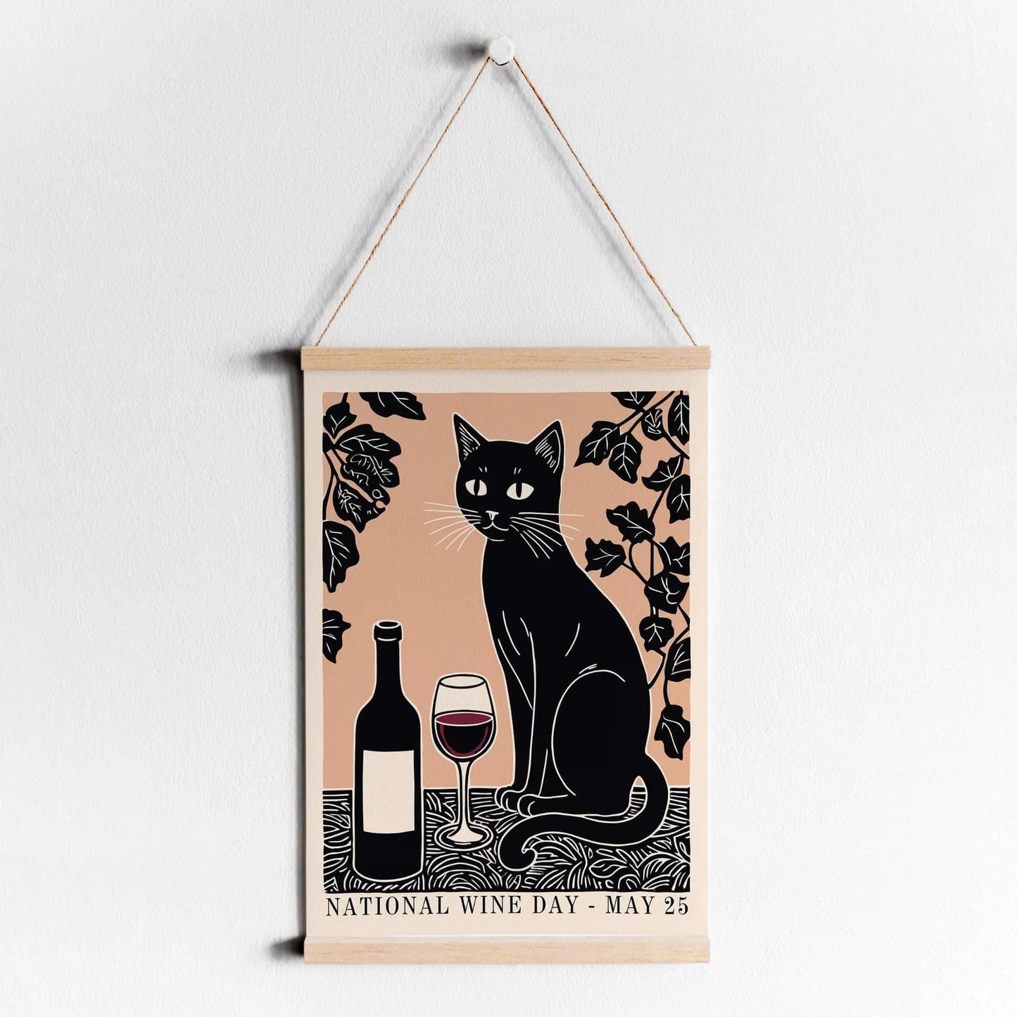 National Wine Day Black Cat Poster