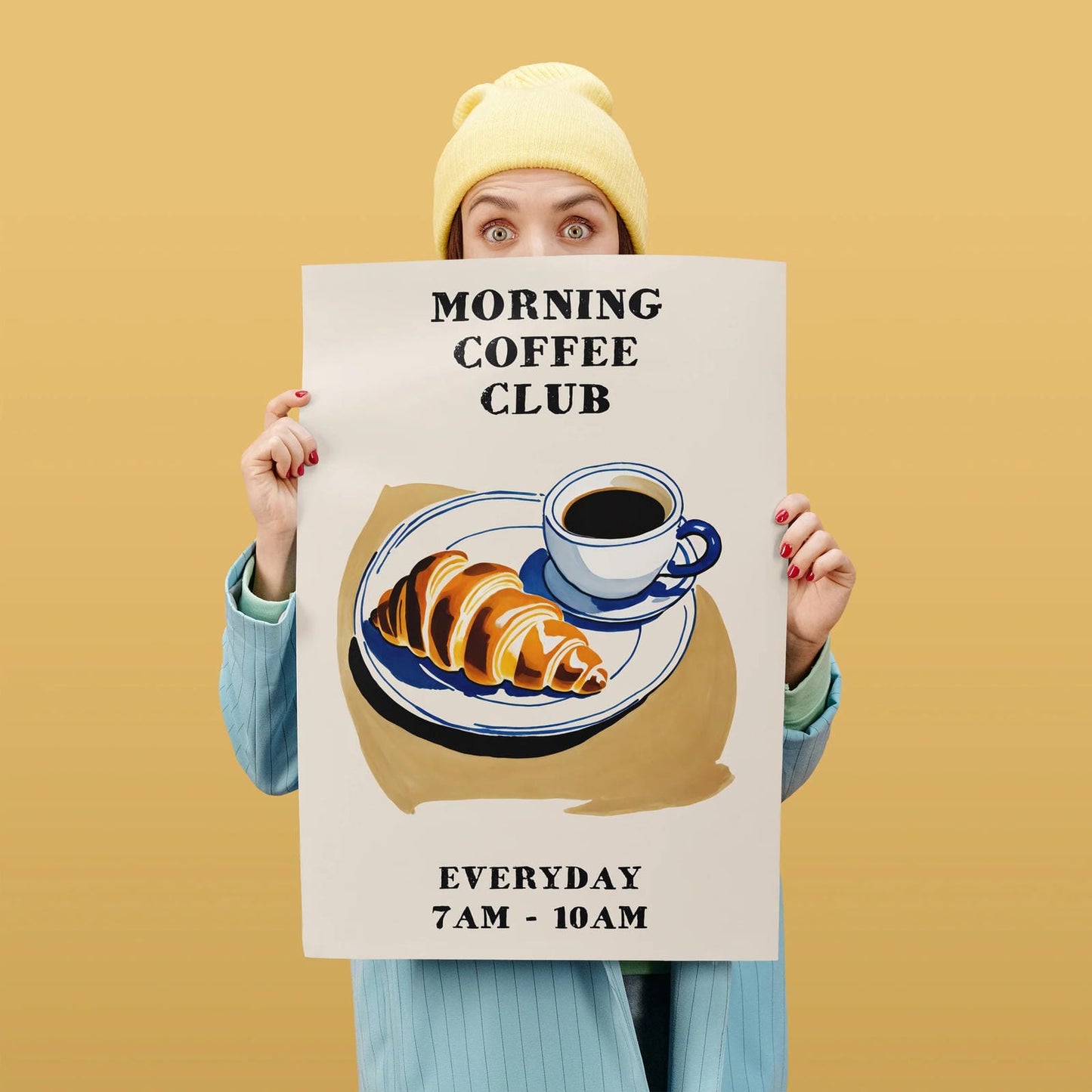 Morning Coffee Club - Croissant Art Print
