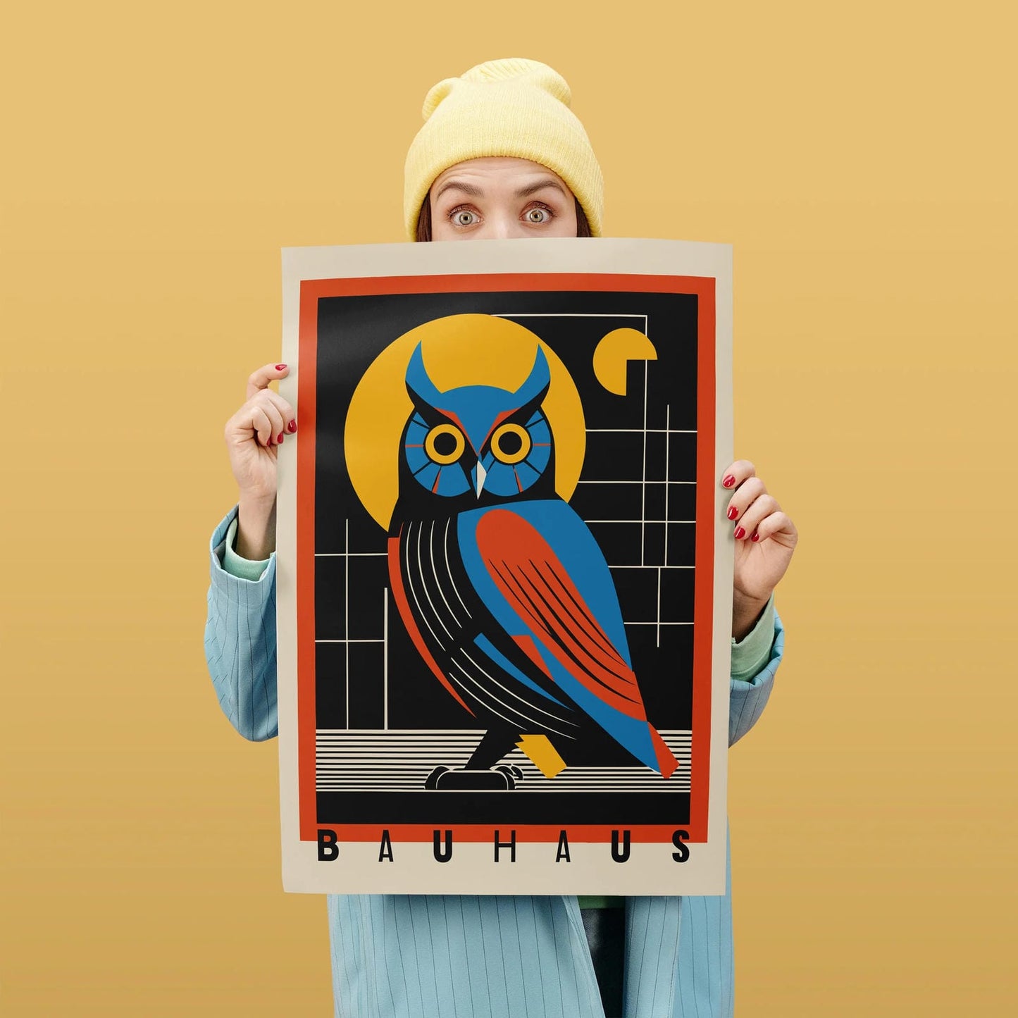 Bauhaus Owl Geometric Poster