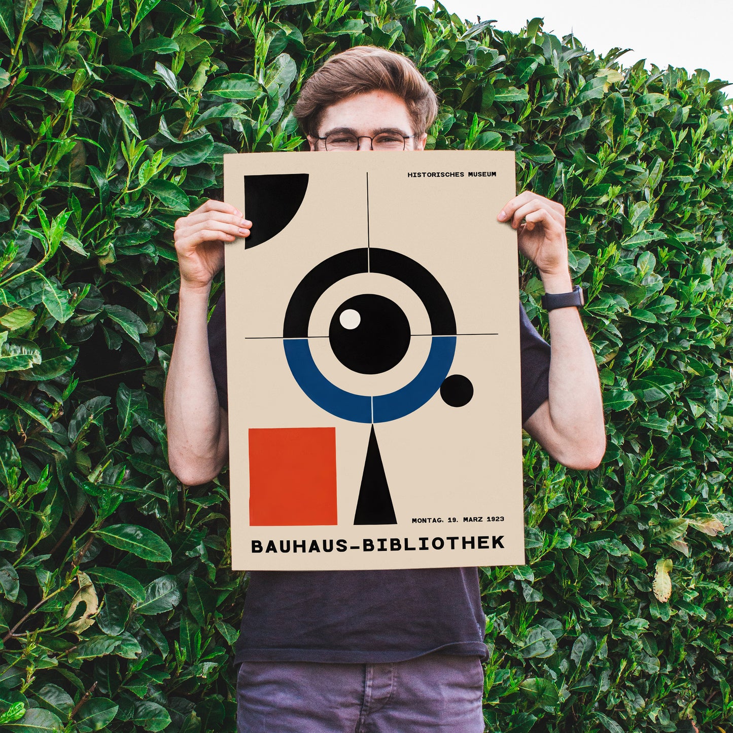 Bauhaus Library Vintage Geometric Poster