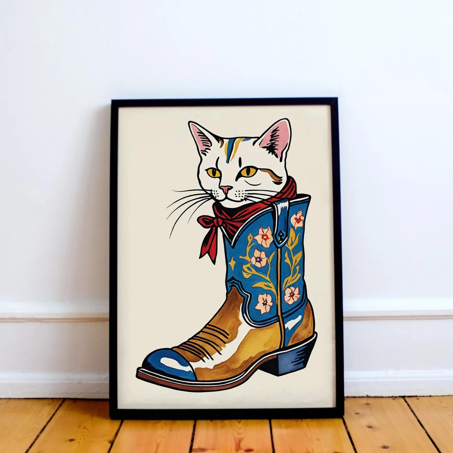 Cat in Cowboy Boot Poster