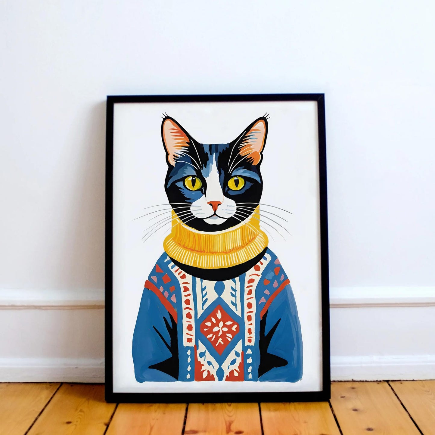 Scandinavian Folk Cat Poster