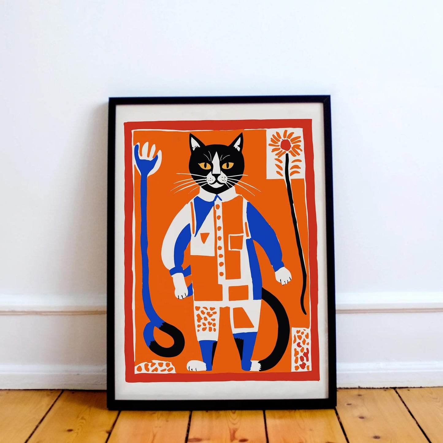 Folk Cat Cute Farmhouse Poster