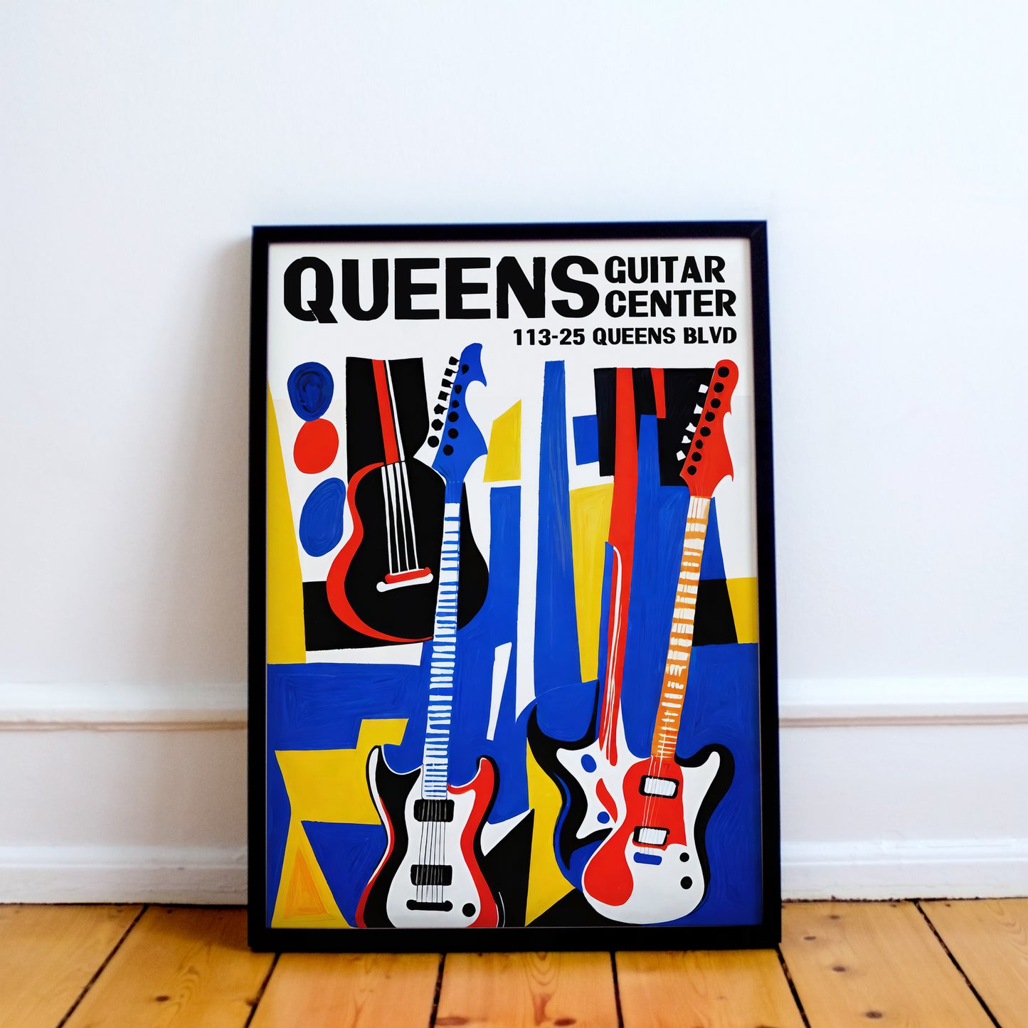 Queens Guitar Center Retro Poster