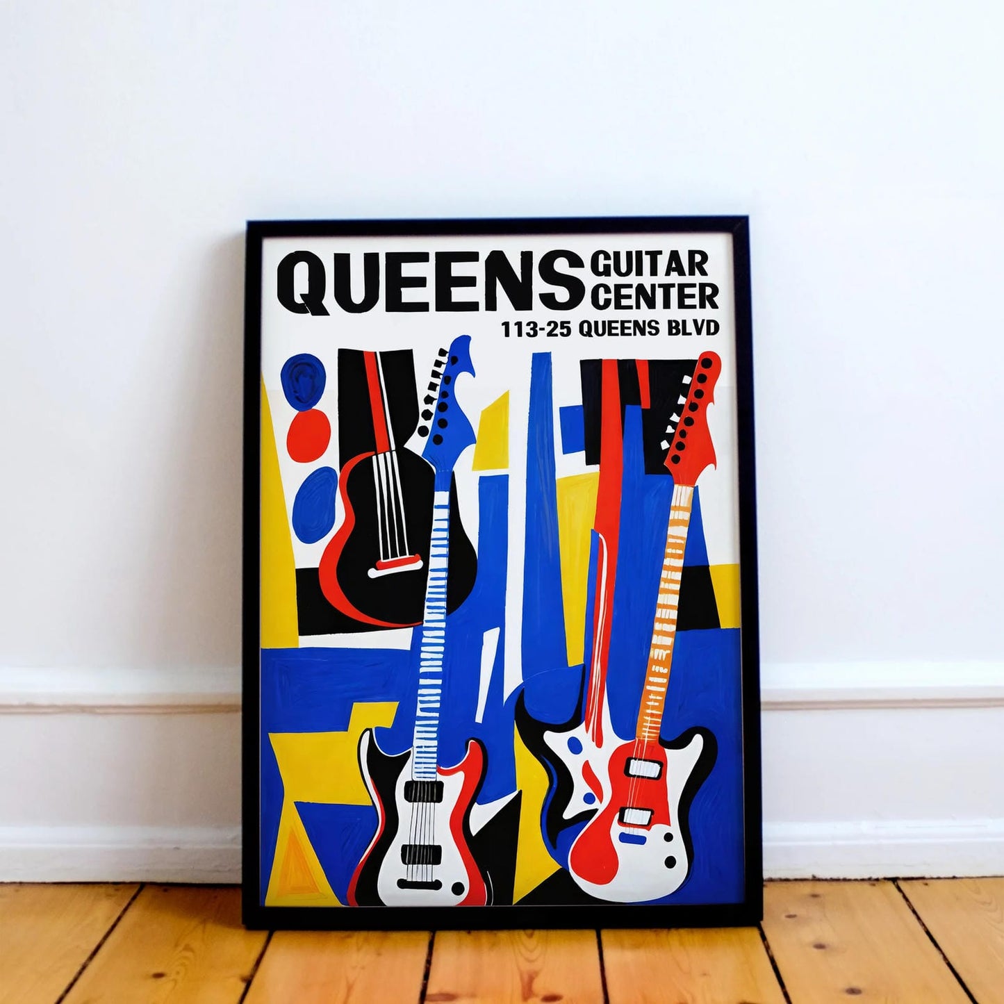 Queens Guitar Center Retro Poster