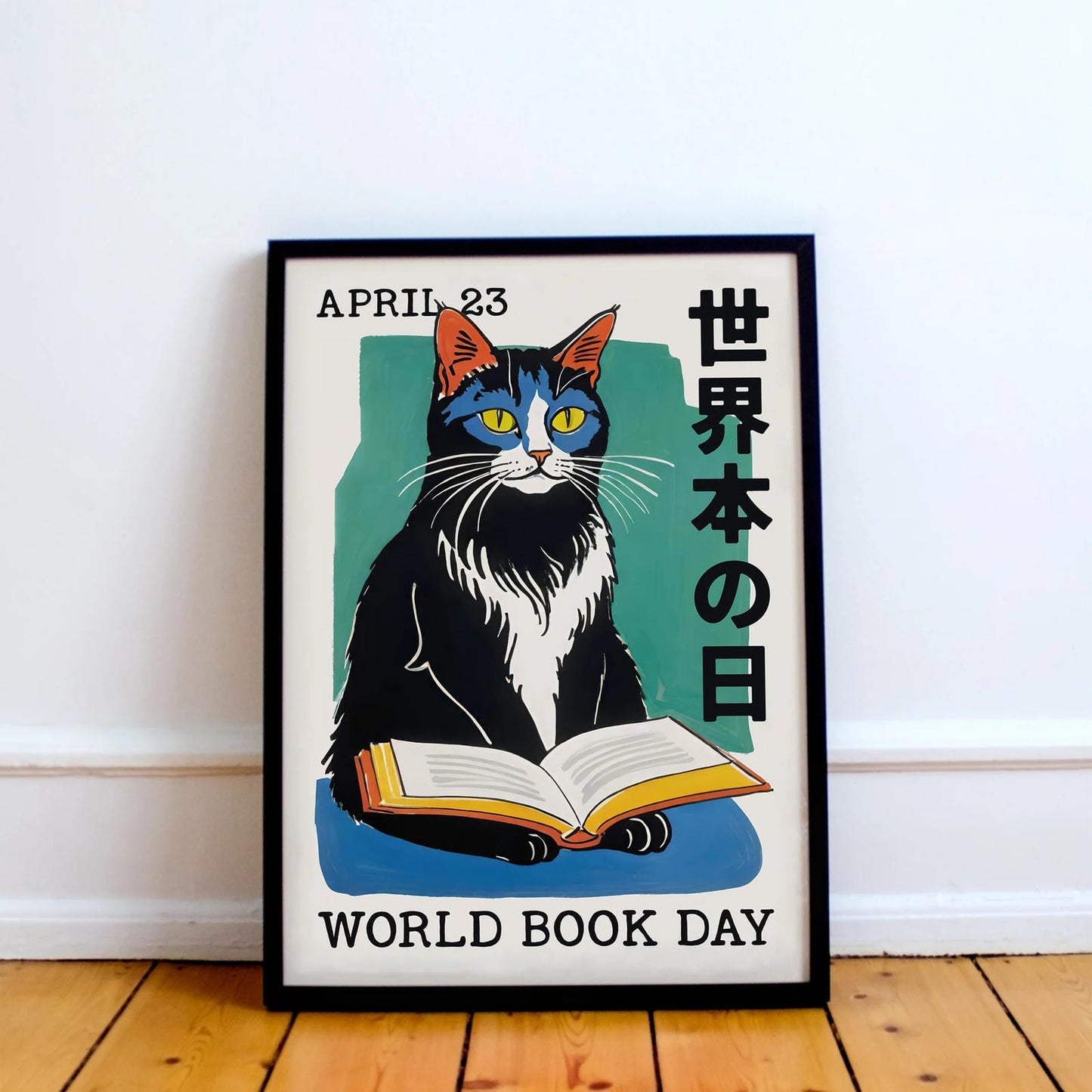 World Book Day Japanese Cat Poster