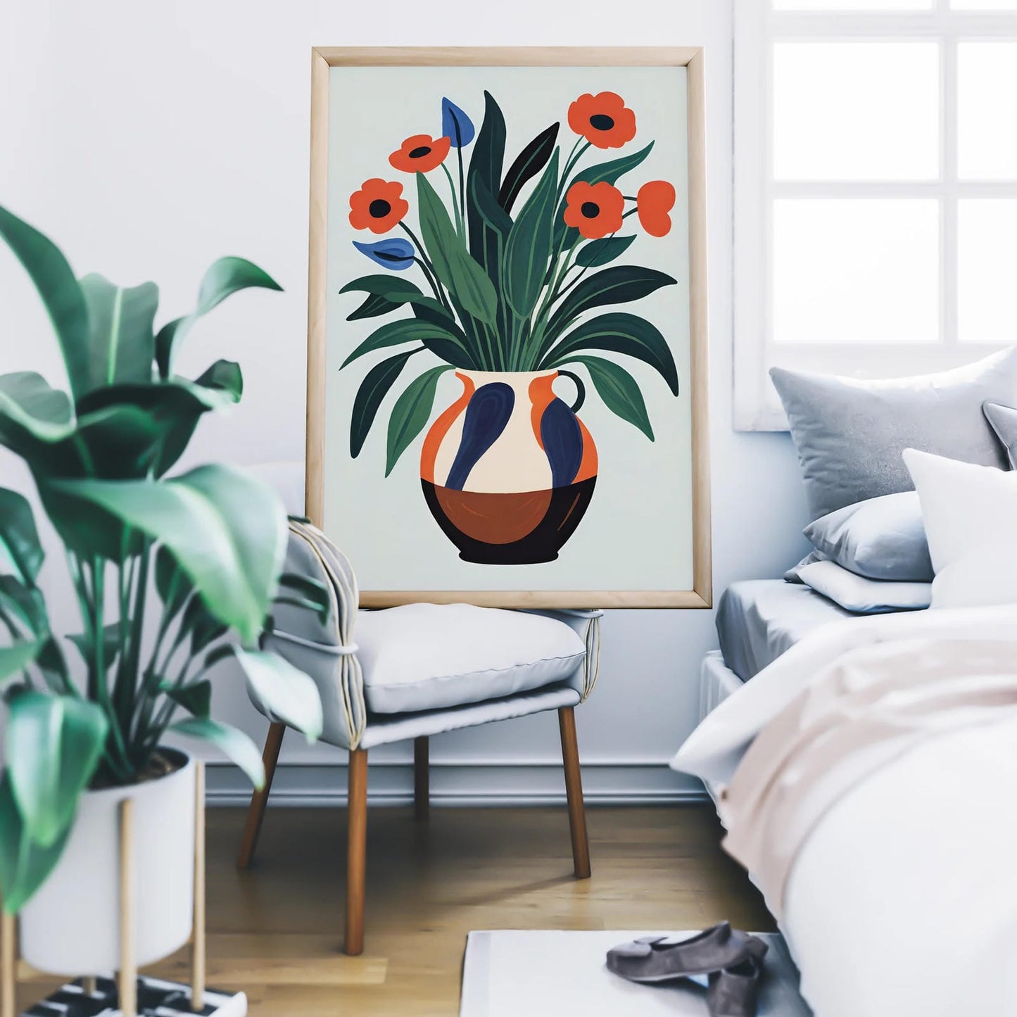 Retro Floral Vase Wall Art Poster
