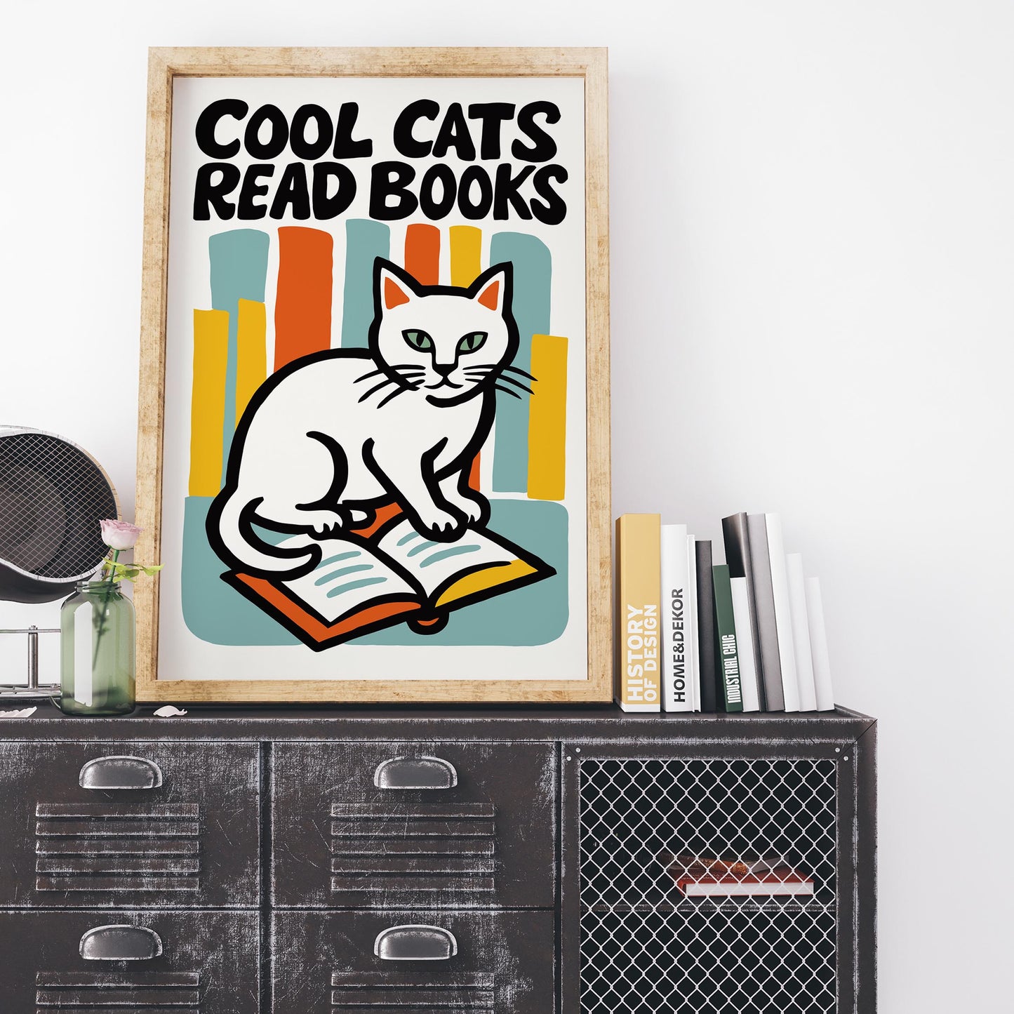 Cool Cats Read Books Poster