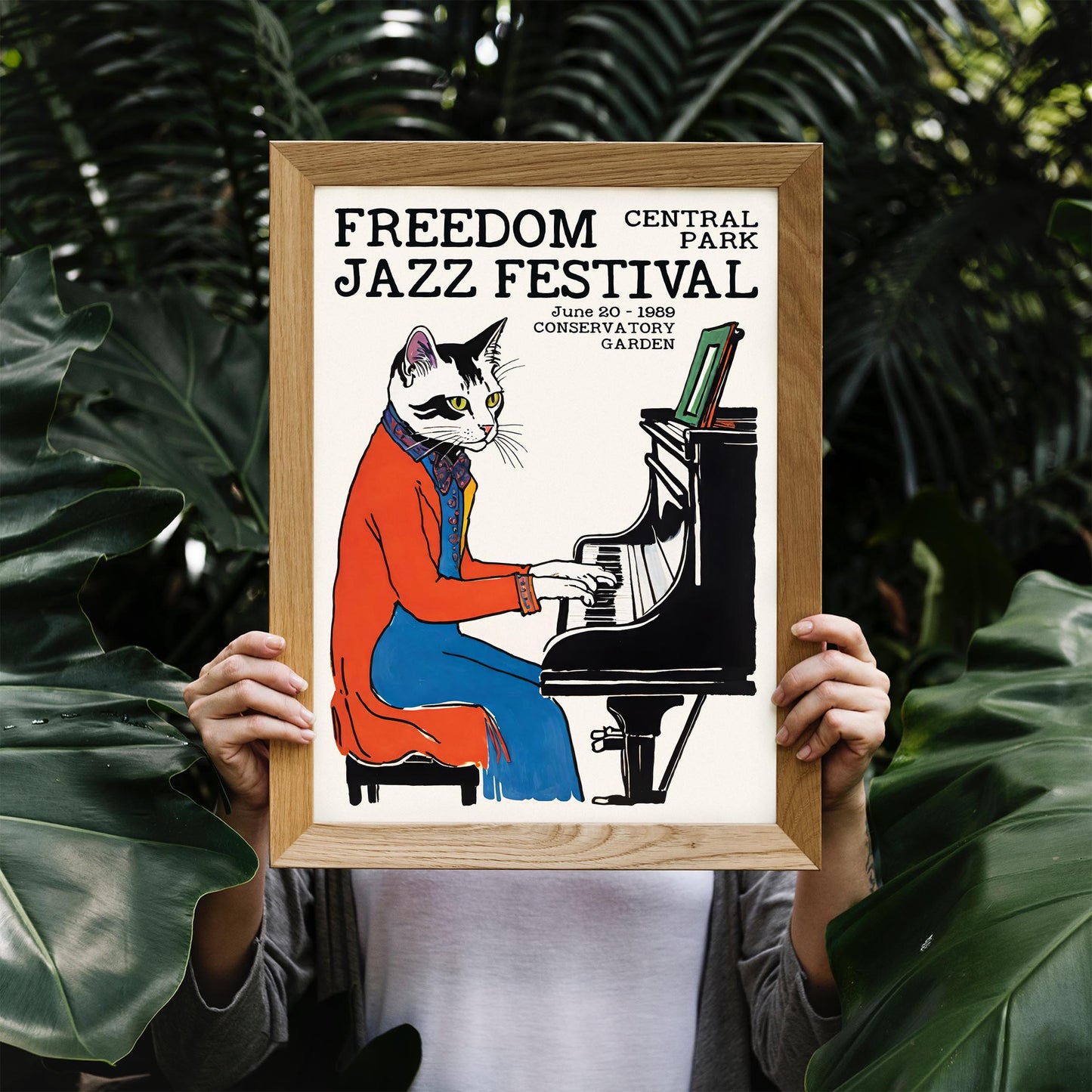 Freedom Jazz Festival Poster – Cat Pianist in Central Park