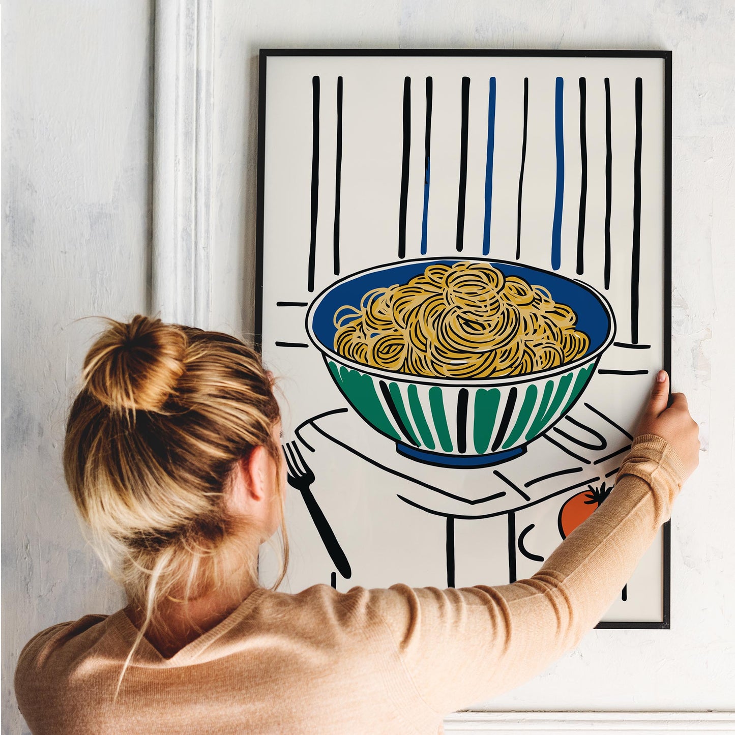 Modern Spaghetti Bowl Kitchen Poster Print