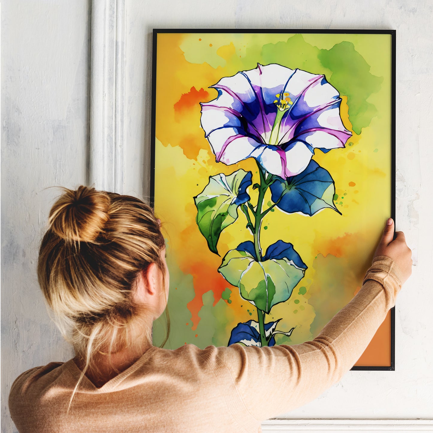 Watercolor Morning Glory Wall Art Poster