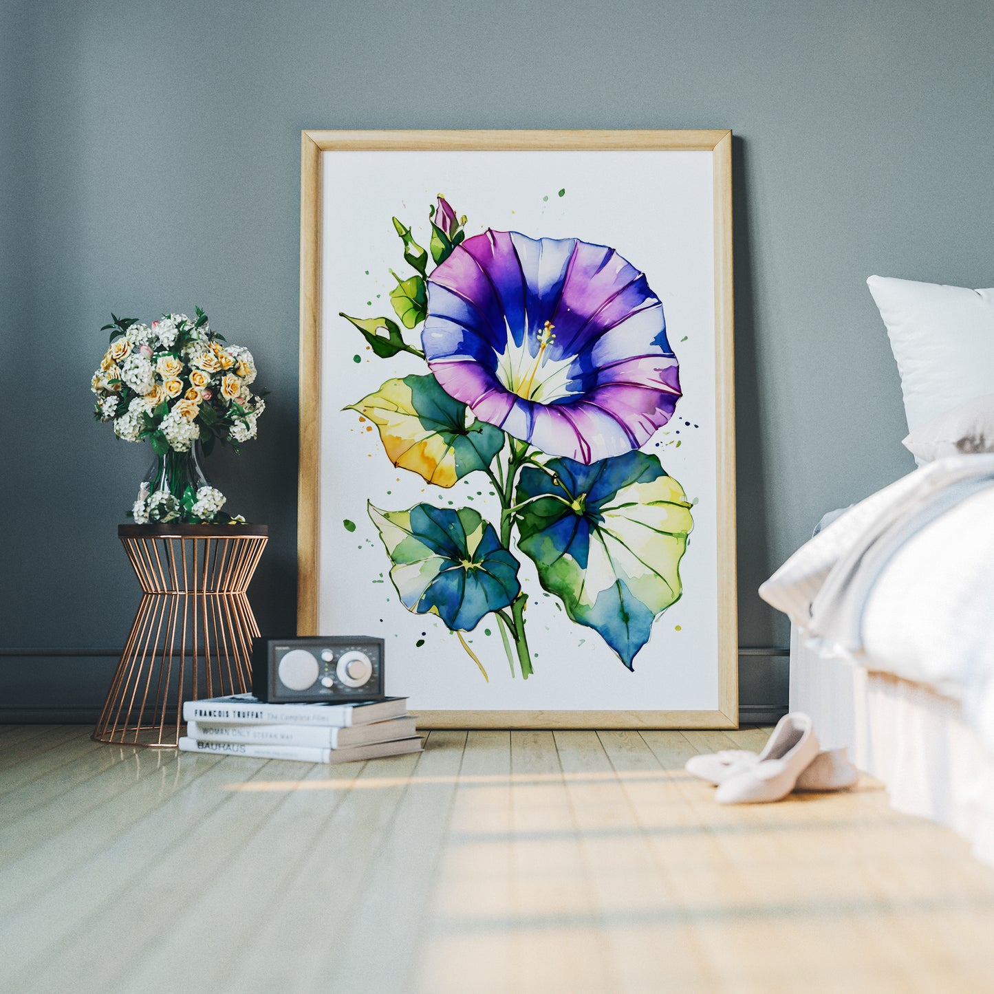 Morning Glory Watercolor Art Poster