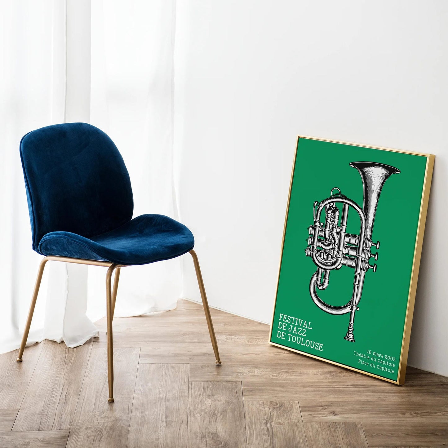Retro French Jazz Festival Green Poster