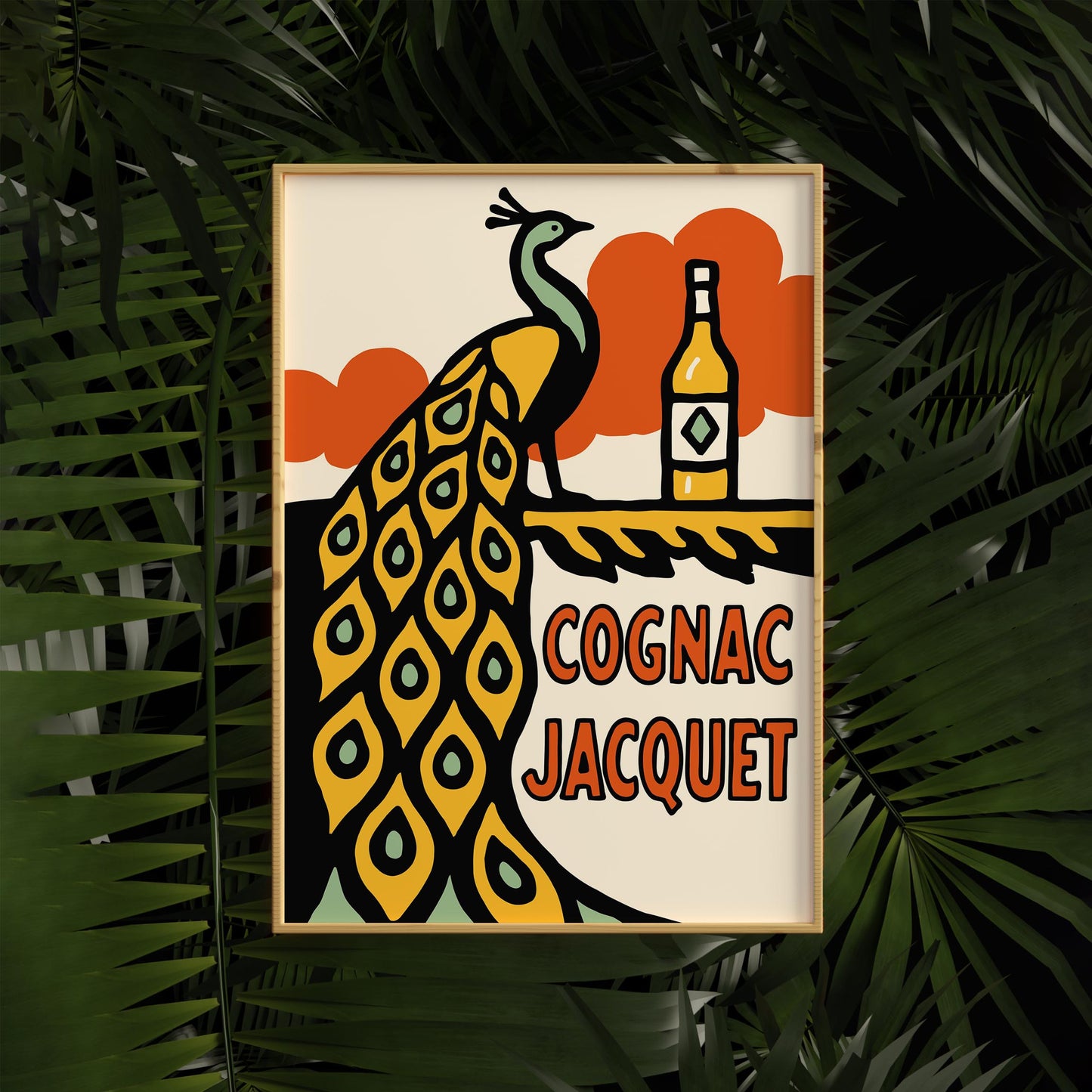 Cognac Peacock Art Poster