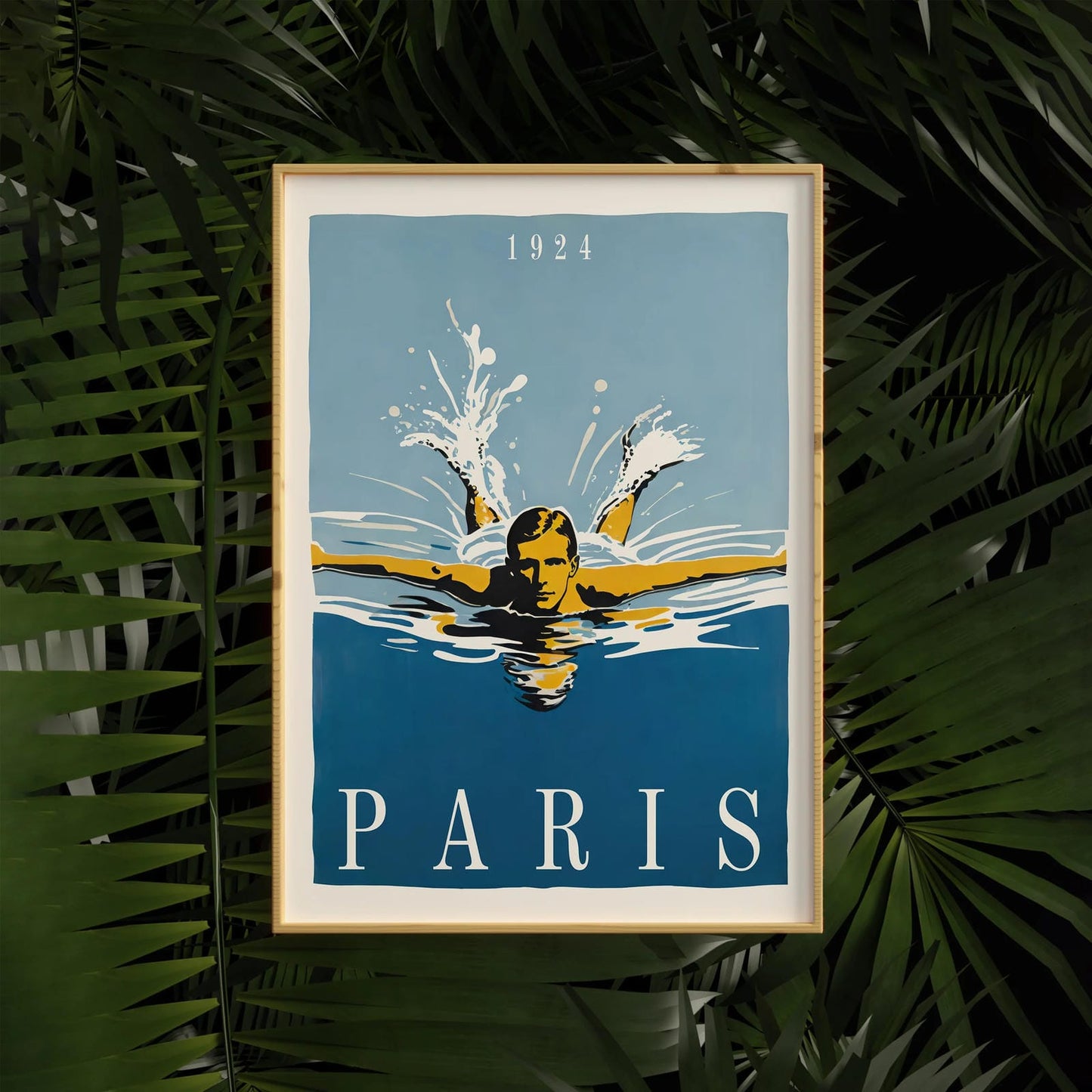 Paris 1924 Retro Swimming Poster