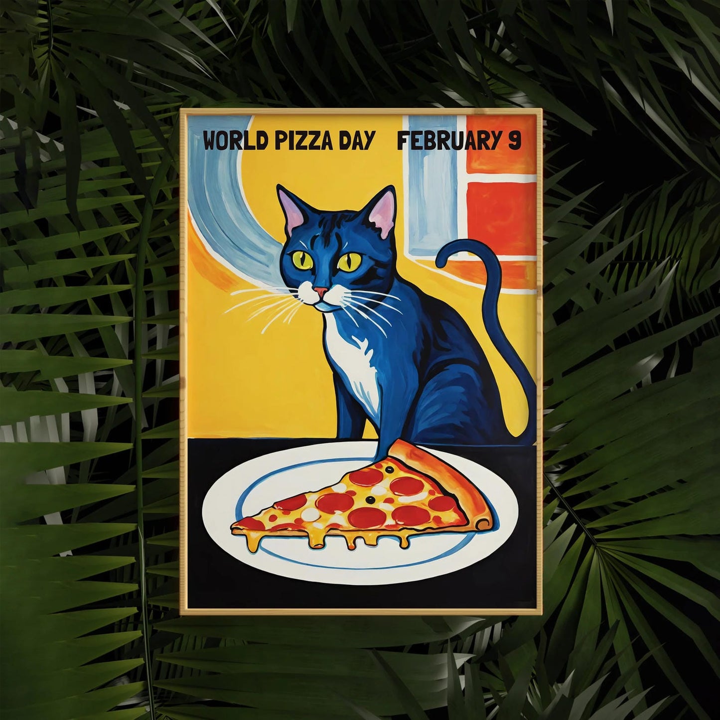 World Pizza Day Cat Poster