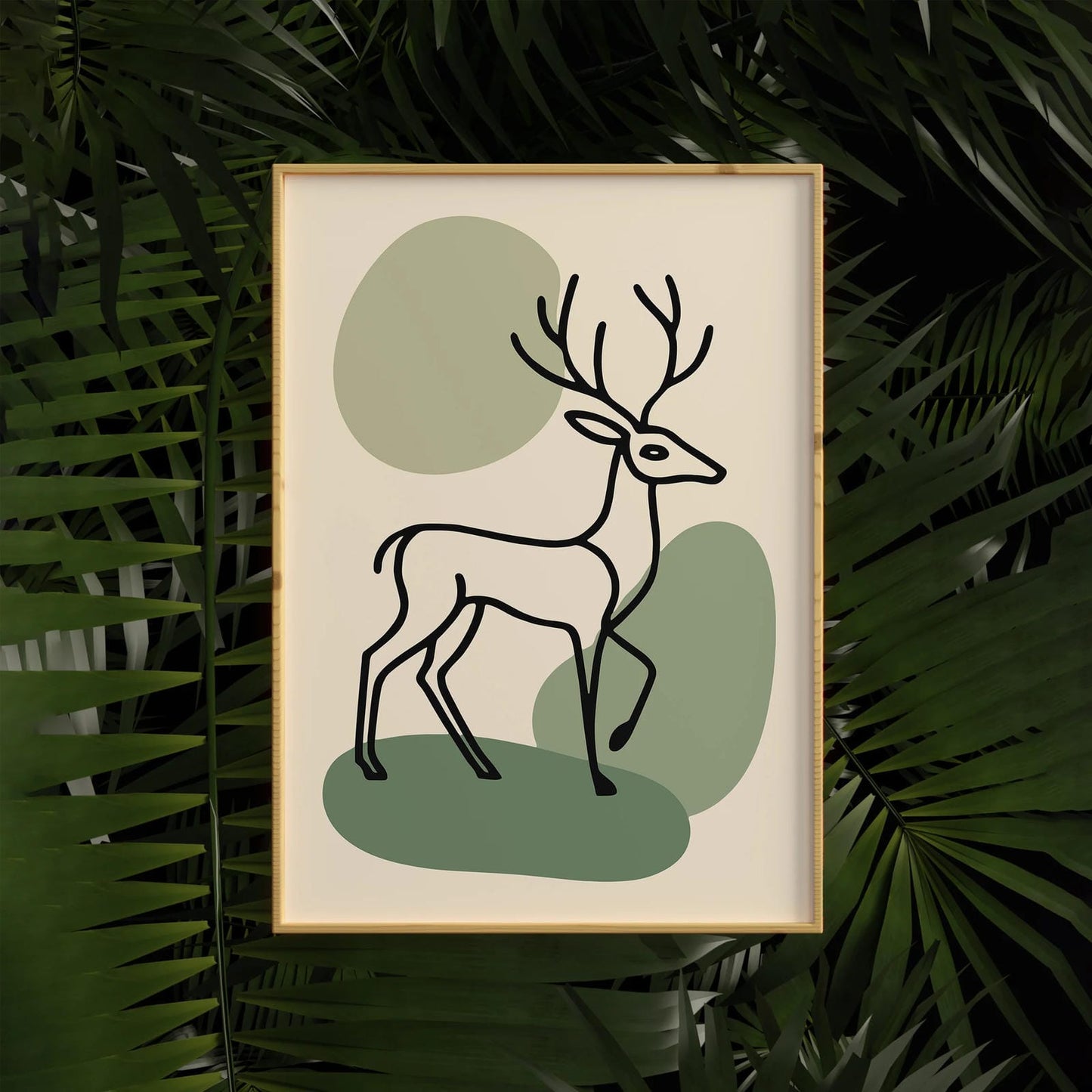 Deer Line Art Print – Aesthetic Woodland Wall Decor
