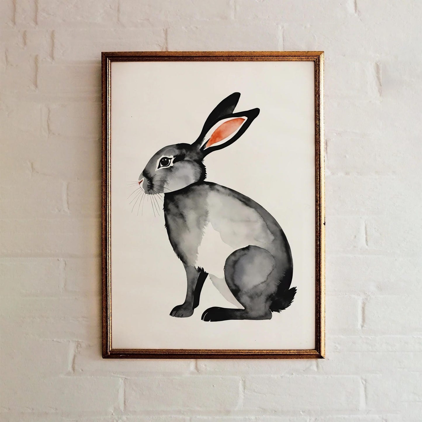 Watercolor Grey Rabbit Art Print