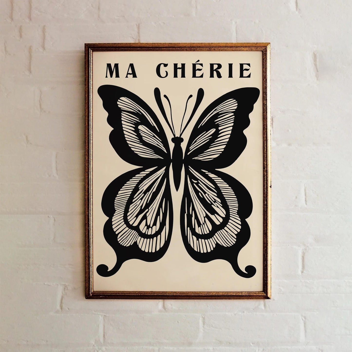 Ma Cherie Retro Black Butterfly Print