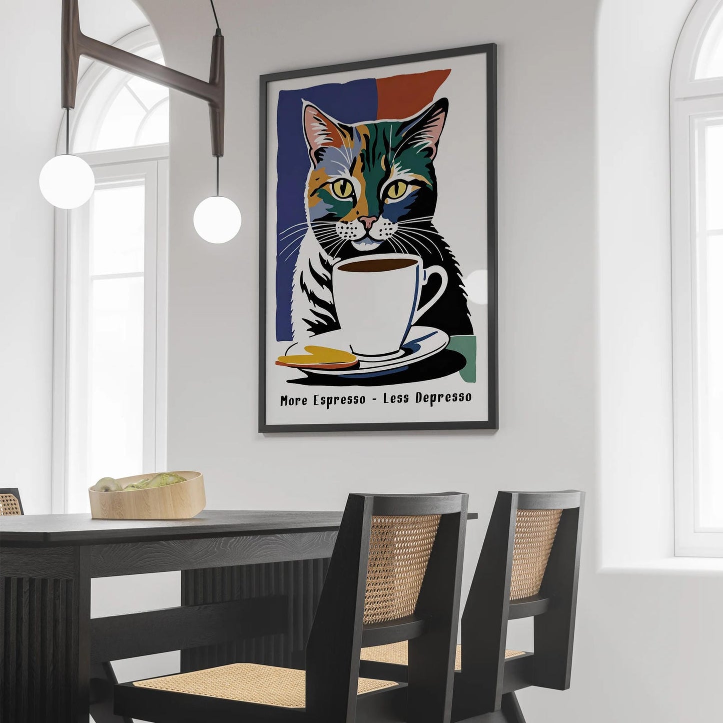 Coffee Cat More Espresso Less Depresso Art Print