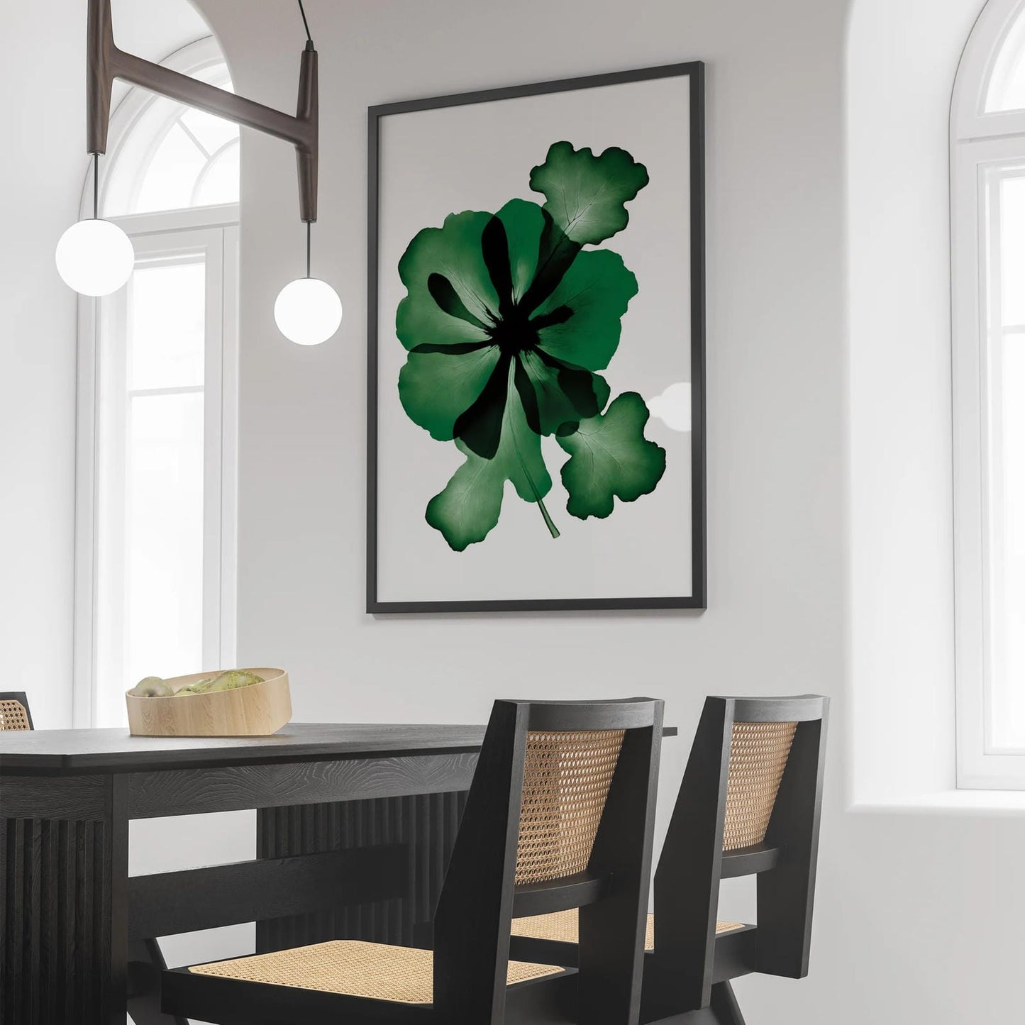 Green Watercolor Floral Shapes Print