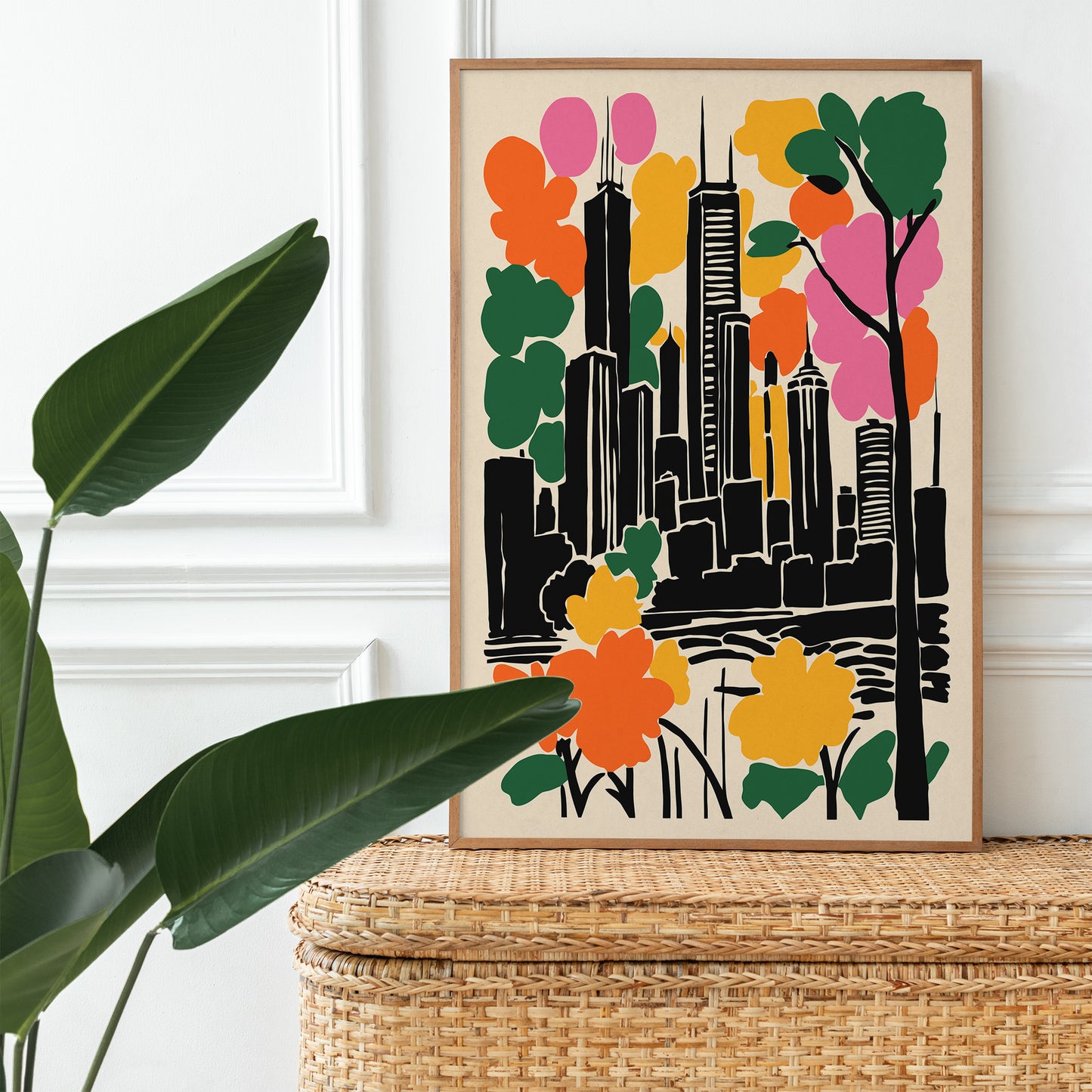 Cityscape Black Ink Style Poster