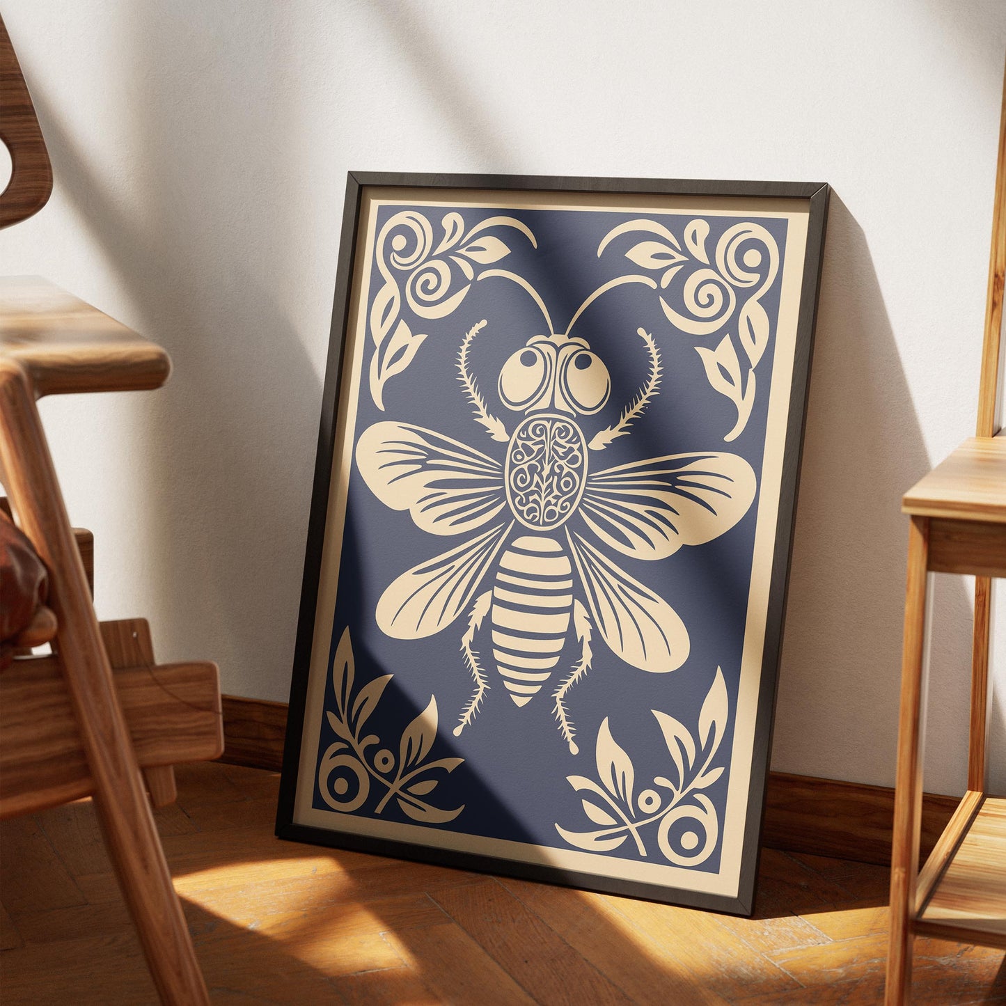 Navy Blue Fly Bug Poster