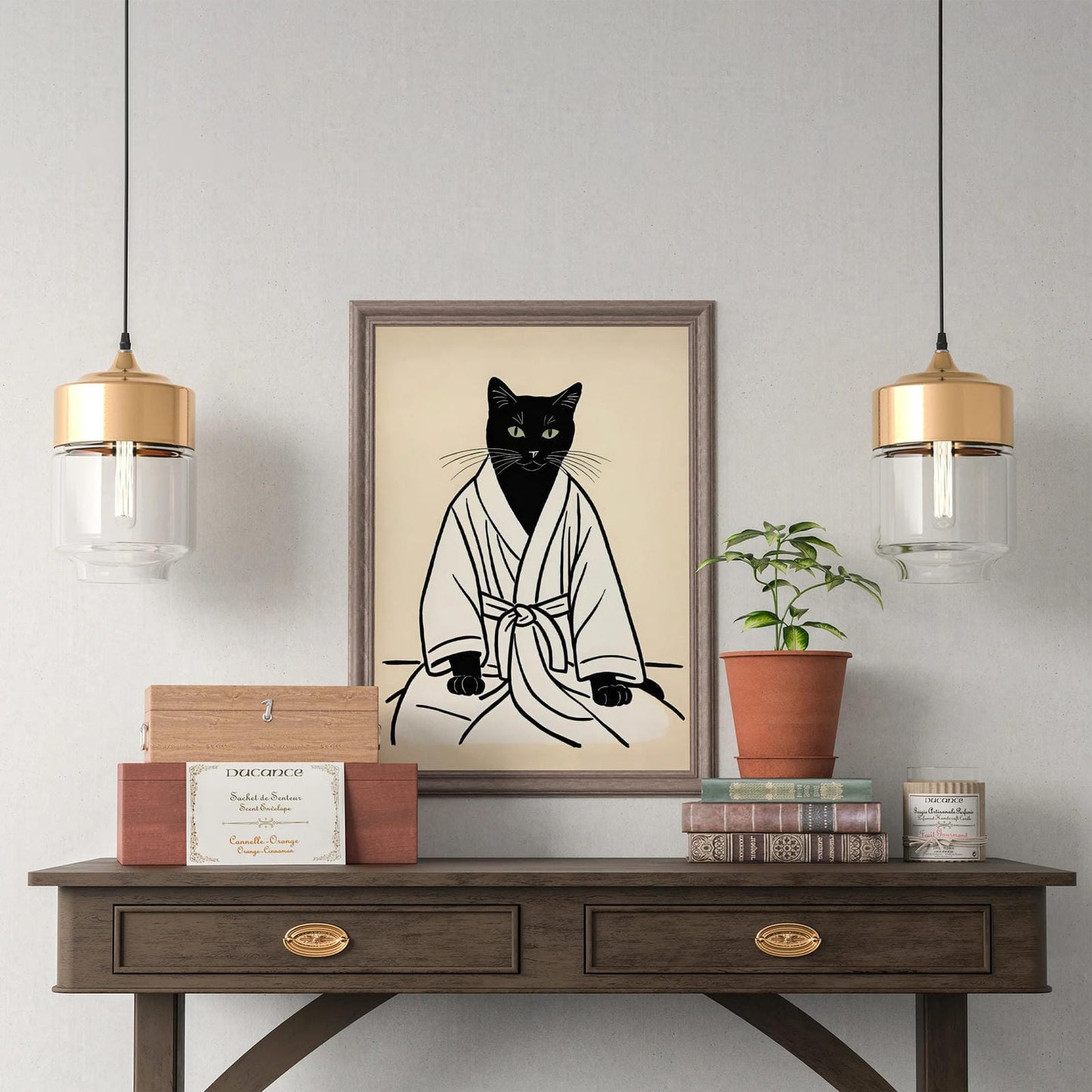 Cat in Bathrobe Bathroom Poster