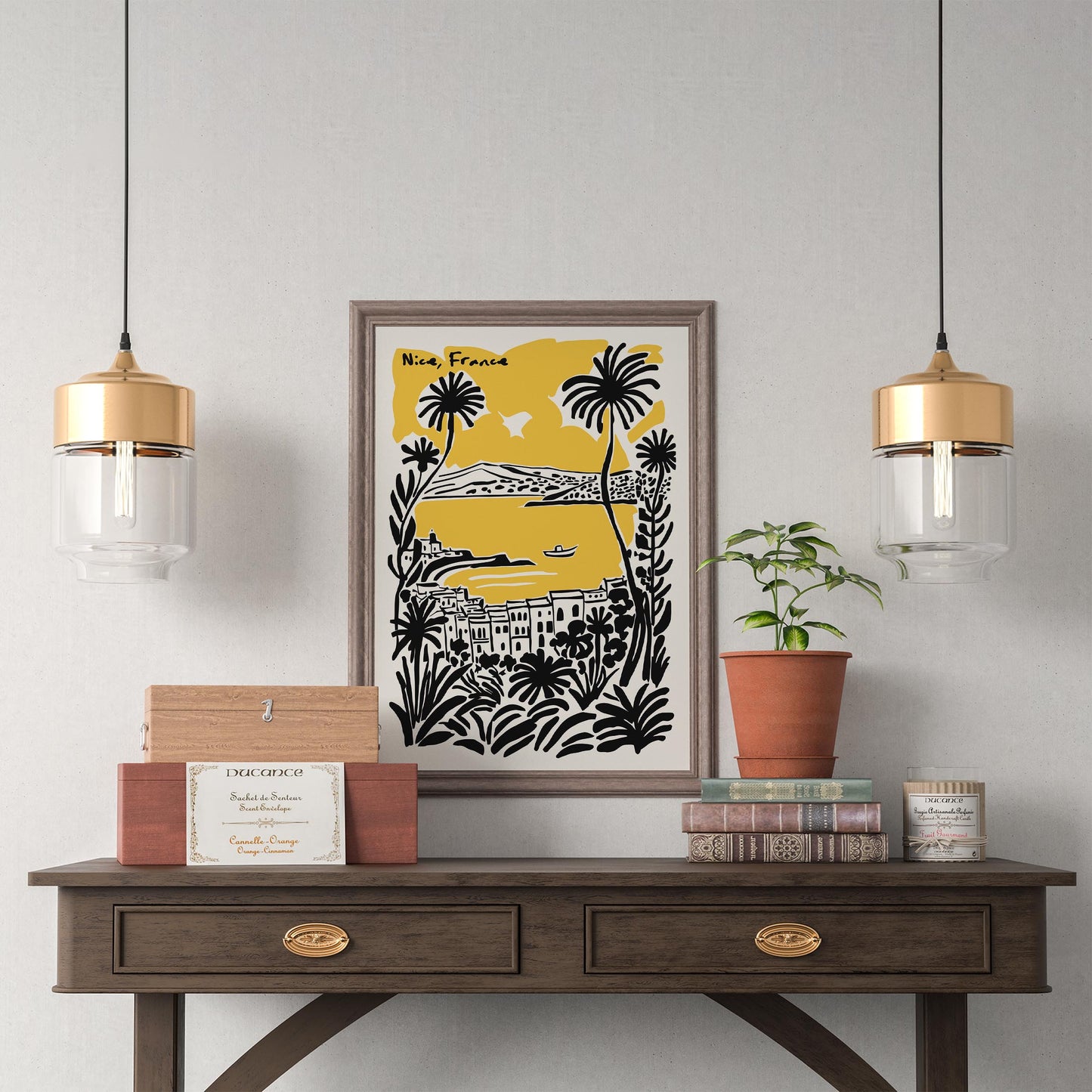 Yellow Nice France Travel Poster