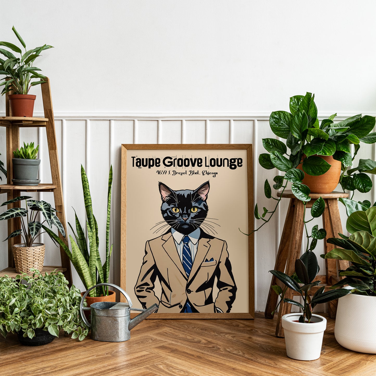 Taupe Groove Lounge Retro Jazz Poster